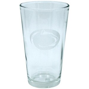 pint glass with etched Penn State Athletic Logo